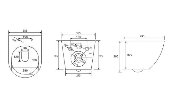 Комплект подвесной унитаз ABBER Bequem AC1100T белый с инсталляцией AC0105 и кнопкой AC0121NG никель схема 2