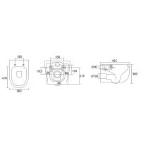 Унитаз-биде ABBER Bequem AC1104TNS подвесной белый, безободковый, смыв торнадо схема 2 Унитаз-биде ABBER Bequem AC1104TNS подвесной белый, безободковый, смыв торнадо схема 2