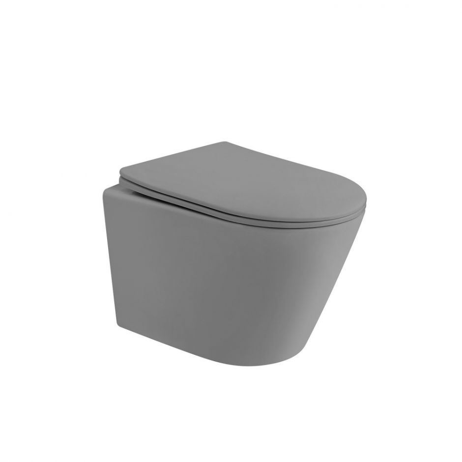 Изображение Унитаз ABBER Bequem AC1102TMG подвесной серый матовый, безободковый, смыв торнадо