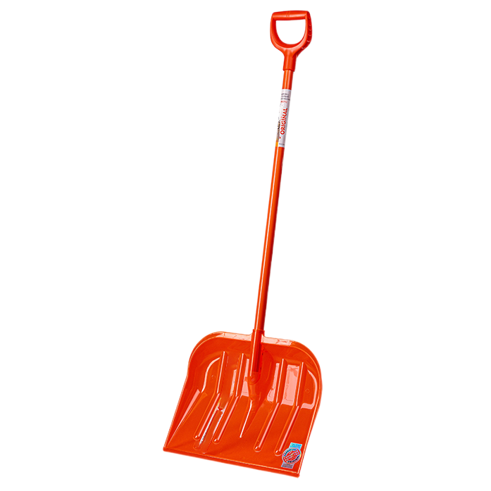 Лопата снеговая  ПК-Оригинал оранжевый с черенком (сталь в ПВХ) и ручкой "Премиум" в комплекте
