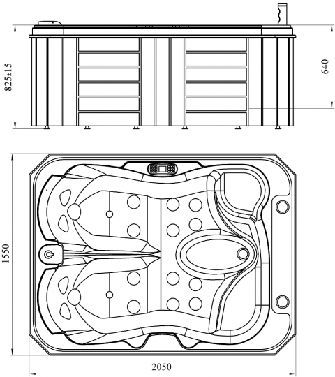 Мини-бассейн Radomir Мишель 1-30-0-0-0-0511Б 205х155 схема 2
