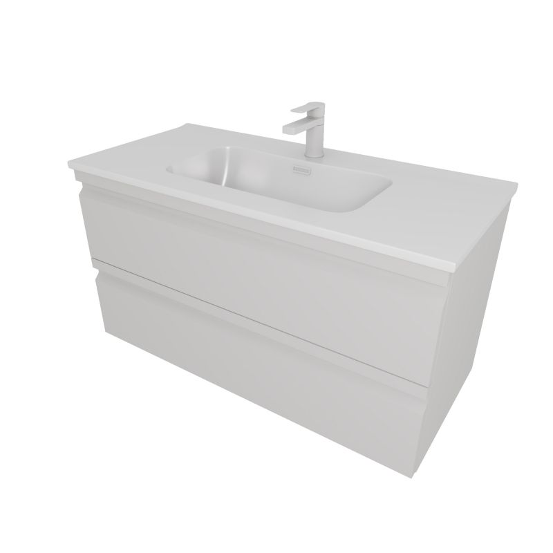 Тумба с раковиной Aquatek 100см ВЕГА, 2 ящика, цвет серый туман AQ77100-LG