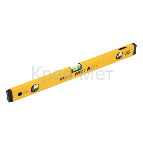 Уровень алюминиевый, магнит, фрезерованный, 3 глазка (1 зеркал.) 0,5 мм/м, 600 мм Denzel