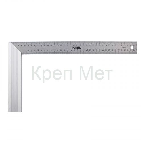 Угольник стальной 400 мм, нержавеющая сталь, градуировка, алюминиевое основание Denzel