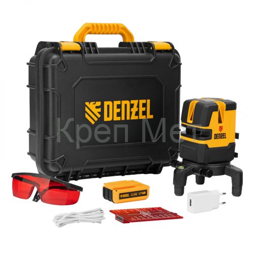 Лазерный уровень LX 05 Red, 20 м, 635 нм, аккумулятор Li 5200 mAh, резьба 5/8" Denzel