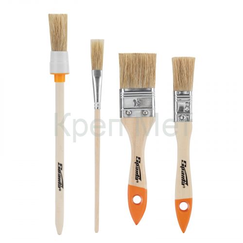 Набор кистей, 4 шт, плоские: 3/4" (20 мм), 1 1/2" (38) мм, круглая №2 (20 мм), для декора: №11.Sparta