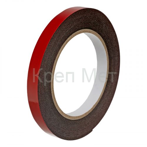 Лента клейкая на вспененной основе, двусторонняя черная усиленная, 12 мм х 5 м Matrix