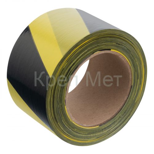 Лента сигнальная, 75 мм х 200 м, черно-желтая Сибртех