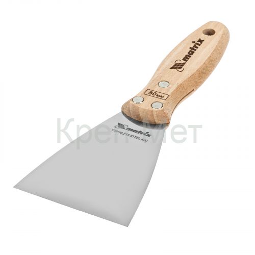 Шпательная лопатка из нержавеющей стали, 80 мм, буковая рукоятка, EFP Matrix