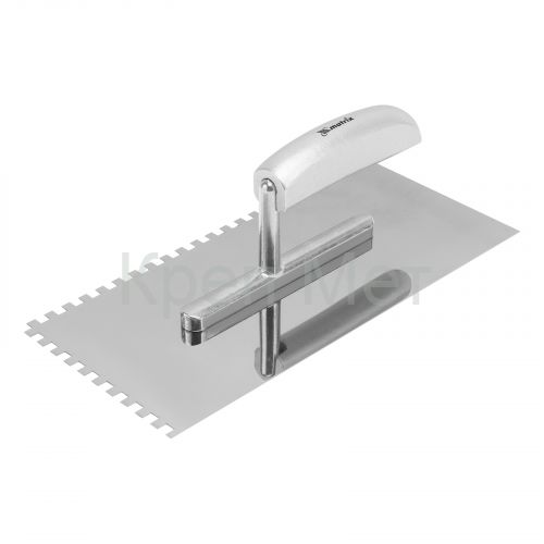 Гладилка из нержавеющей стали, 280 х 130 мм, деревянная ручка, зуб 6 х 6 мм Matrix