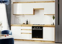 Кухня Ольвия-6 2,4 м Дуб Вотан/Белый глянец