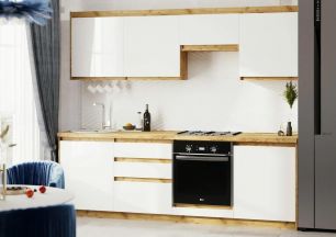 Кухня Ольвия-6 2,4 м Дуб Вотан/Белый глянец