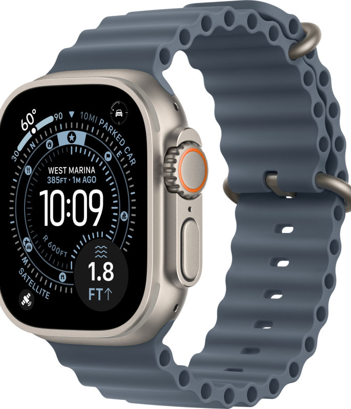 Apple Watch Ultra 3, 49 мм, Natural Titanium Anchor Blue Ocean Band