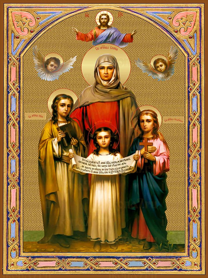 Икона Вера, Надежда, Любовь и их мать София (Премиум UV-печать)(ЮДД-484)