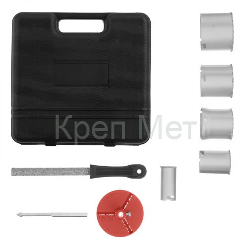 Набор коронок по керамической плитке, 33-53-67-73-83 мм, напил, в пластиковом боксе, шестигранный хвостовик Matrix