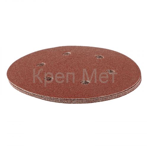 Круг абразивный на ворсовой подложке под "липучку", перфорированный, P 80, 150 мм, 5 шт Matrix