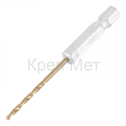 Сверло по металлу, 2 мм, HSS, нитридтитановое покрытие, шестигранный хвостовик Matrix