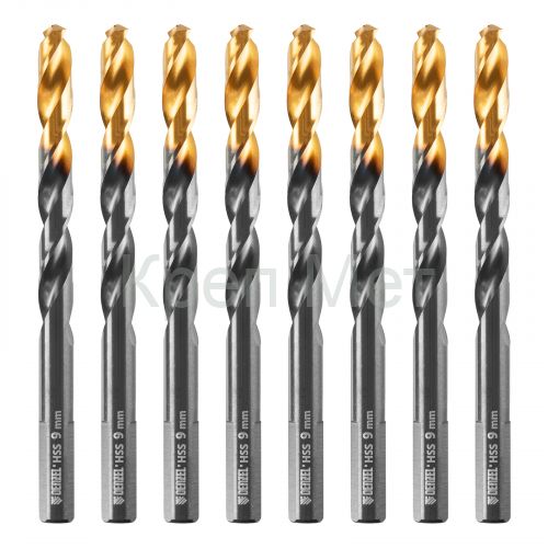 Сверло по металлу, 9 мм, HSS-Tin, Golden Tip, 8 шт. Denzel