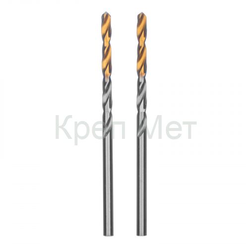 Сверло спиральное по металлу 3,2 x 65 мм, Р6М5, Golden Tip , 2шт. Denzel