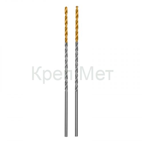 Сверло спиральное по металлу 2 х 86 мм Р6М5, Golden Tip, удлиненное, 2шт. Denzel