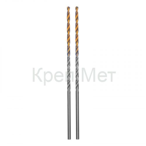 Сверло спиральное по металлу 2,5 х 95 мм Р6М5, Golden Tip, удлиненное, 2шт. Denzel