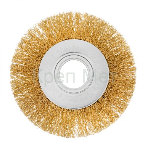 Щетка для УШМ, 100 мм, посадка 22.2 мм, плоская, латунированная витая проволока Matrix