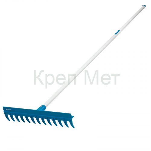 Грабли пластиковые, 430 мм, 13 прямых зубьев, усиленные, металлический черенок, Luxe, Palisad