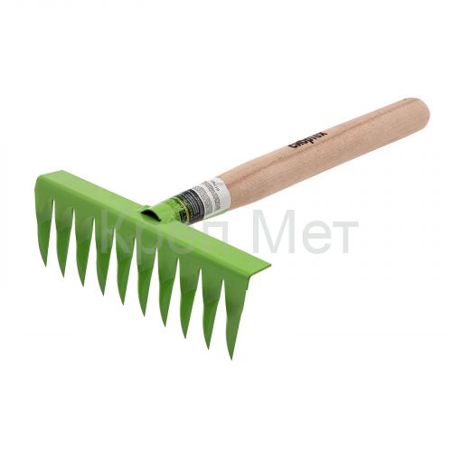 Грабли витые 10 - зубые, 200 х 390 мм, стальные, деревянная рукоятка, Агроном, Сибртех