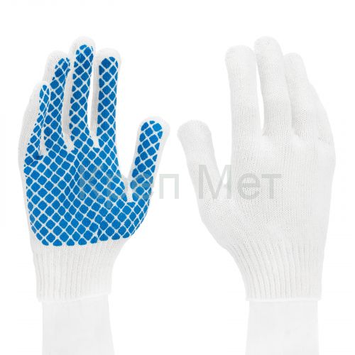 Перчатки х/б, ПВХ покрытие, шахматный облив, 10 класс