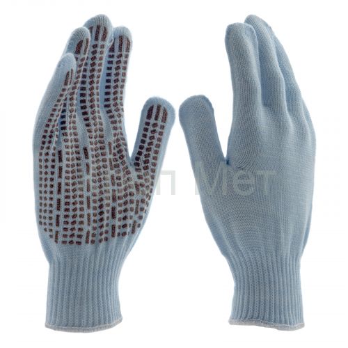 Перчатки трикотажные, акрил, ПВХ гель, "Протектор", цвет зенит, оверлок Сибртех
