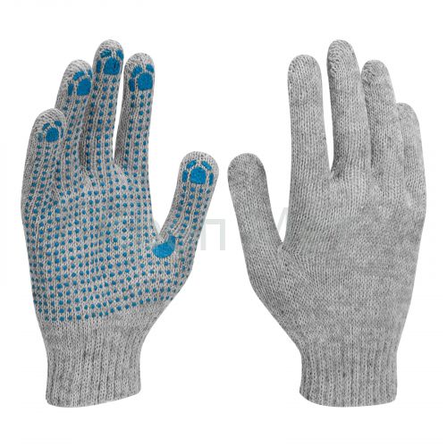 Перчатки трикотажные с ПВХ точкой, 5 пар в упаковке, БОПП-пакет, 7 класс