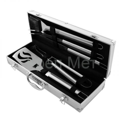 Набор приборов для барбекю, 5 шт, в алюминиевом кейсе, Camping Palisad