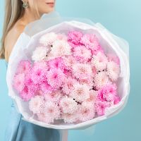 9 хризантем розово-нежных