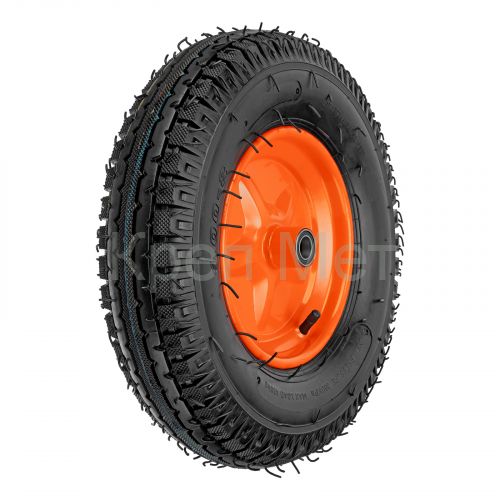 Колесо пневматическое усиленное, шина 8PR, 4.00-8 D400 мм, внутренний диаметр подшипника 20 мм, длина оси 90 мм Palisad