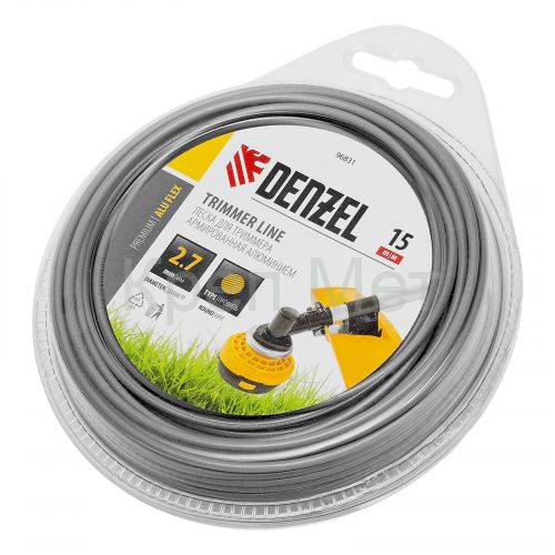 Леска для триммера армированная алюминием круглая, 2,7мм х 15м, блистер ALUFLEX Denzel