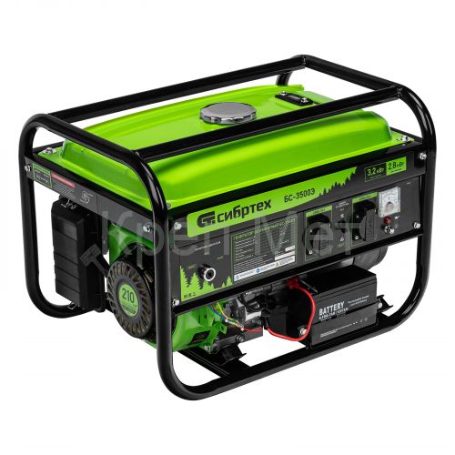 Генератор бензиновый БС-3500Э, 3.2 кВт, 230В, 4-х тактный, 15 л, электростартер Сибртех