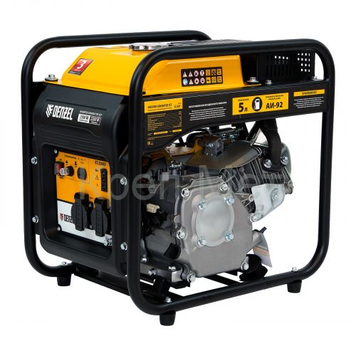 Генератор инверторный GT-2500iF, 2.5 кВт, 230 В, бак 5 л, открытый корпус, ручной старт Denzel