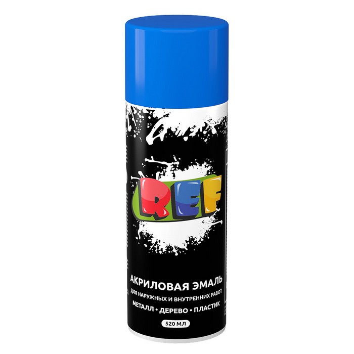 REF Алкидная эмаль универсальная, цвет голубой, аэрозоль, объем 520мл.
