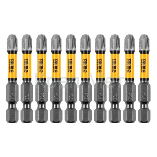 Бита IMPACT, PZ3x50 мм, лазерная обработка шлица, сталь S2, 10 шт., Е 6,3 Denzel