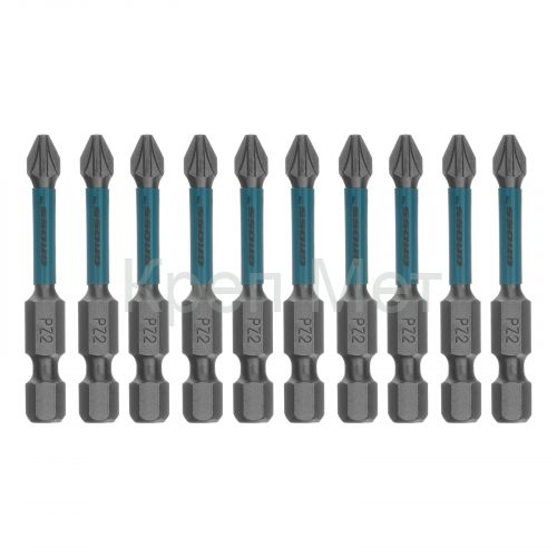 Набор бит торсионных PZ2x50 мм, для ударных шуруповертов, отрывн., 10 шт Gross
