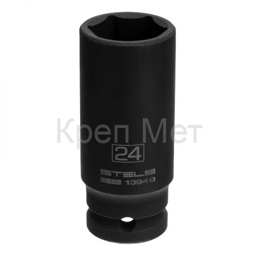 Головка ударная удлиненная шестигранная, 24 мм, 1/2, CrMo Stels