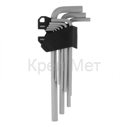 Набор ключей имбусовых, HEX, 1,5-10 мм, CrV, 9 шт., удлиненные Сибртех