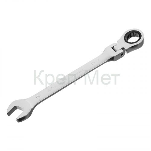 Ключ комбинированный трещоточный, 13 мм, CrV, шарнирный, зеркальный хром Matrix Professional