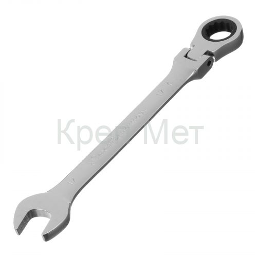 Ключ комбинированный трещоточный, 17 мм, CrV, шарнирный, зеркальный хром Matrix Professional