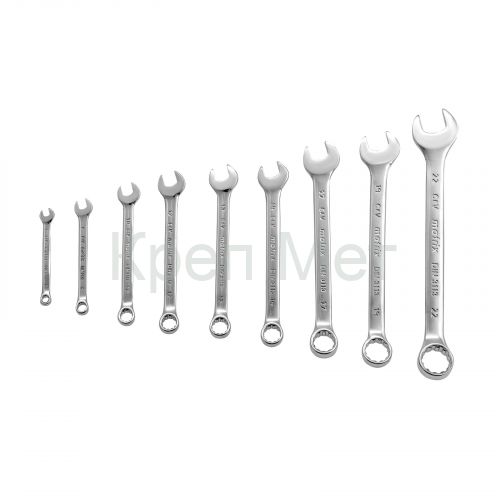 Набор ключей комбинированных, 6-22 мм, 9 шт, CrV, матовый хром Matrix