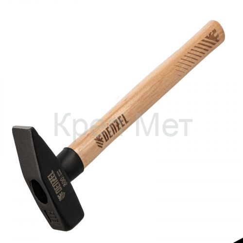 Молоток слесарный, 800 г, кованый квадратный боек, буковая рукоятка Denzel