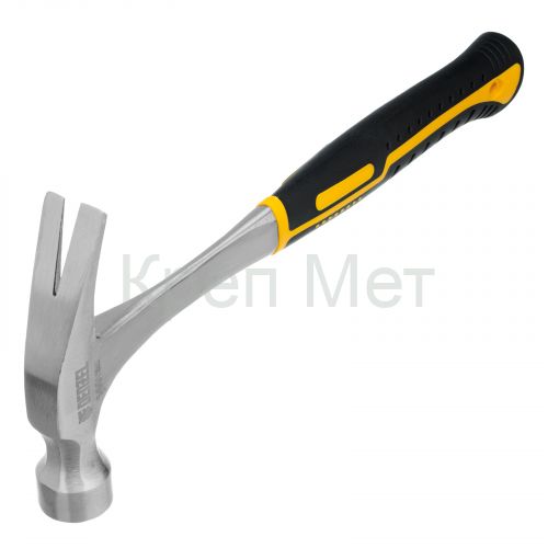 Молоток-гвоздодер 560 г, цельнометаллический, двухкомпонентная рукоятка Denzel