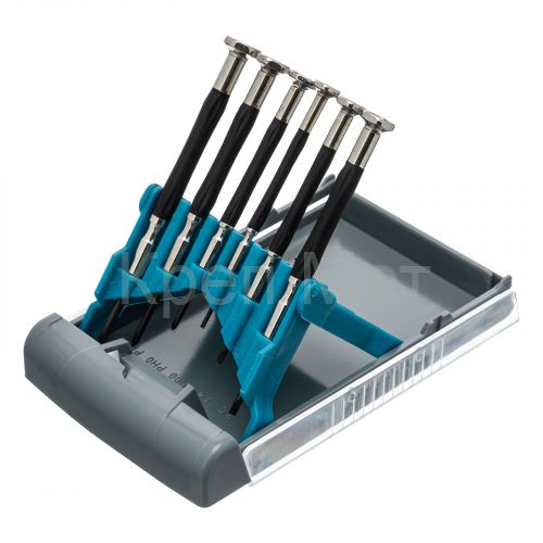 Набор отверток для точной механики, CrMo, металлические обрезиненные рукоятки, 6 шт, бокс трансформер Gross