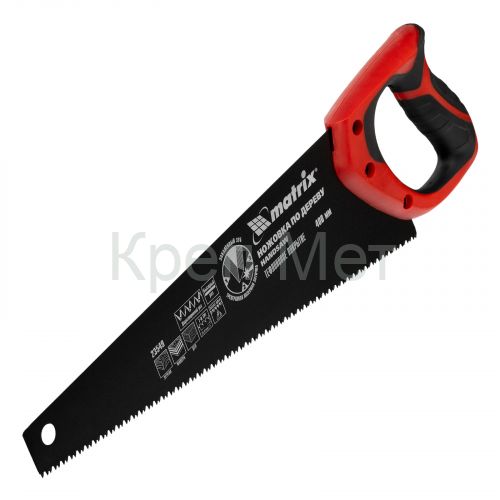 Ножовка по дереву, 400 мм, 7-8 TPI, зуб-3D, каленый зуб, тефлоновое покрытие полотна, двухкомпонентная рукоятка Matrix