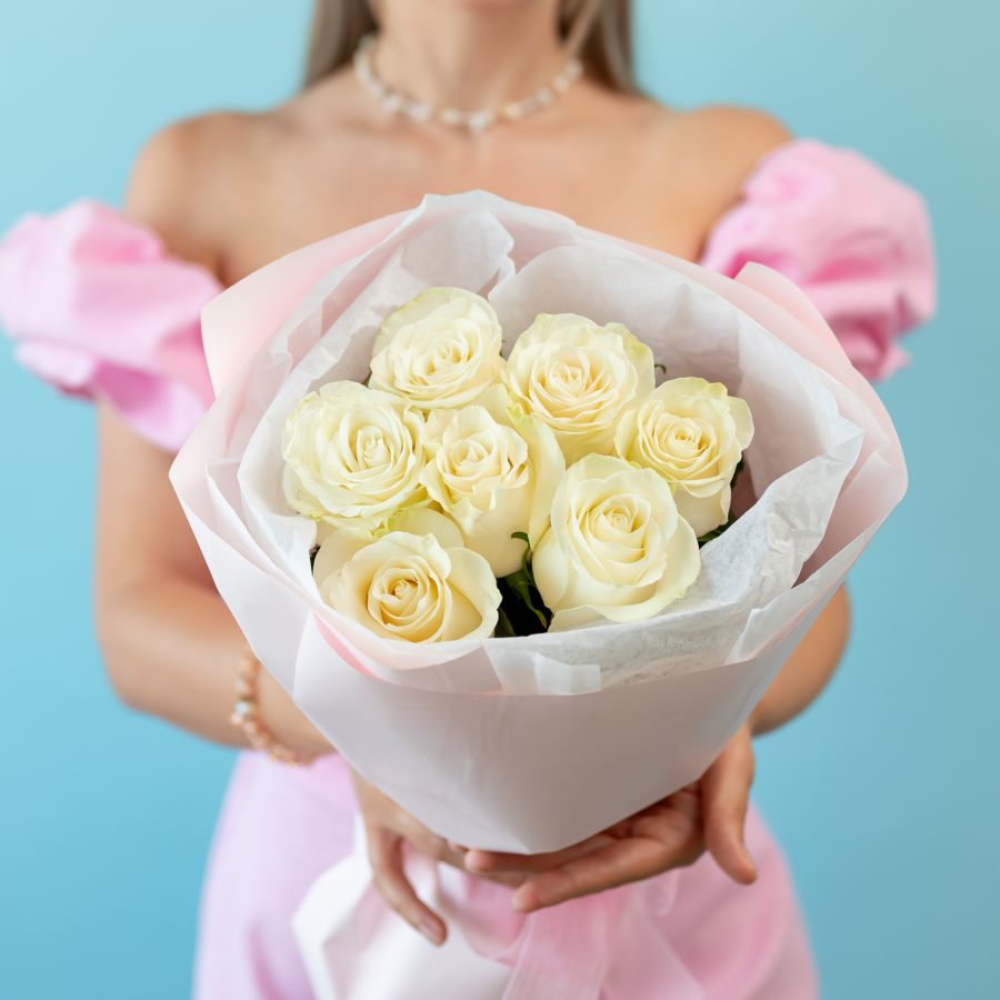 Белая роза 7 шт